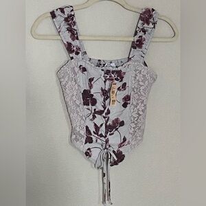 Tilly's Lavender Lace Camisole Style Crop Top